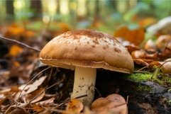 Porcini mushroom growing forest wild. Generate Ai Product Image 1