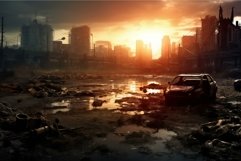 Post apocalyptic city. Generate Ai Product Image 1