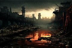 Dystopian Post apocalyptic city. Generate Ai Product Image 1