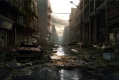 Post apocalyptic street. City destruction Product Image 1