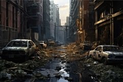 Eerie Post apocalyptic street. City destruction Product Image 1