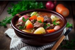 Potato meat chowder bowl. Generate ai Product Image 1