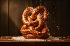 Baked Soft baked pretzel with salt. Generate ai Product Image 1