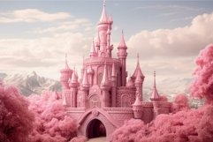 Vibrant Pink princess castle tower. Generate Ai Product Image 1