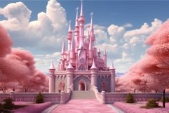 Whimsical Pink princess castle tower. Generate Ai Product Image 1