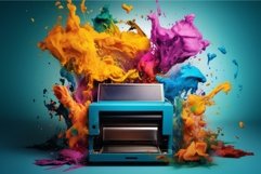 Vibrant Printer color splashes. Generate Ai Product Image 1