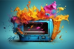 Striking Printer color splashes. Generate Ai Product Image 1