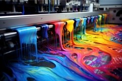 Vivid Printer color splashes paints. Generate Ai Product Image 1