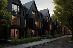 Elegant Private black townhouses. Generate Ai Product Image 1