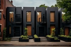 Mysterious Private black townhouses. Generate Ai Product Image 1