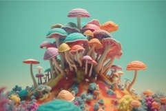 Psychedelic decorative colorful mushrooms. Generate Ai Product Image 1