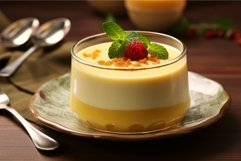 Pudding custard dessert plate. Generate ai Product Image 1