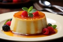 Creamy Pudding custard dessert plate. Generate ai Product Image 1