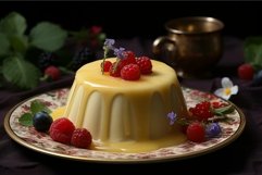 Indulgent Pudding custard dessert plate. Generate ai Product Image 1
