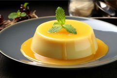 Velvety Pudding custard dessert plate. Generate ai Product Image 1