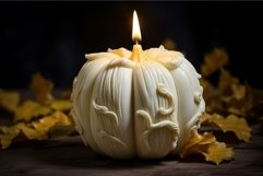 Waxen Pumpkin white candle. Generate Ai Product Image 1