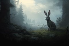 Disoriented Rabbit appearing lost in nature. Generate Ai Product Image 1