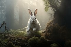 Vulnerable Rabbit appearing lost in nature. Generate Ai Product Image 1