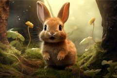 Verdant Fairy cute rabbit forest. Generate Ai Product Image 1