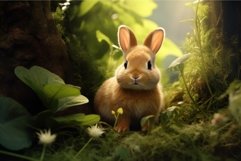 Fluffy Fairy cute rabbit forest. Generate Ai Product Image 1