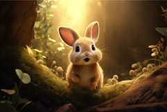 Adorable Fairy cute rabbit forest. Generate Ai Product Image 1