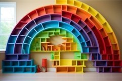 Versatile Colorful folders wooden bookshelves. Generate Ai Product Image 1