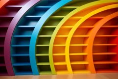 Organized Colorful folders wooden bookshelves. Generate Ai Product Image 1