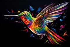 Tiny Rainbow colorful hummingbird. Generate Ai Product Image 1