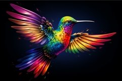 Joyful Rainbow colorful hummingbird. Generate Ai Product Image 1