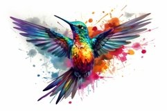 Lively Rainbow colorful hummingbird. Generate Ai Product Image 1