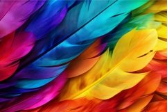Striking Rainbow feathers colorful. Generate Ai Product Image 1