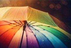 Rainbow open colorful umbrella. Generate ai Product Image 1