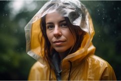 Raincoat woman smiling outdoor photo portrait. Generate Ai Product Image 1