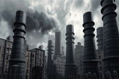 Smokestacks city. Generate Ai Product Image 1