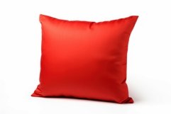 Red bright pillow isolated on white background. Generate Ai Product Image 1