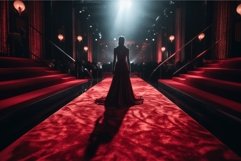 Red carpet stage with star woman. Generate Ai Product Image 1