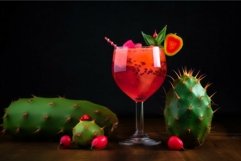 Red green cactus cocktail. Generate Ai Product Image 1