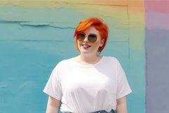 Red head obese woman at street. Generate Ai Product Image 1