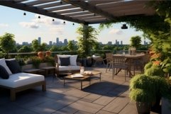 Landscaped Residential terrace. Generate Ai Product Image 1