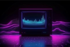 Retro wave on tv screen. Generate ai Product Image 1