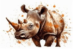 Rhinoceros head splashes. Generate Ai Product Image 1