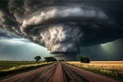 Desolate Rural road before storm. Generate Ai Product Image 1