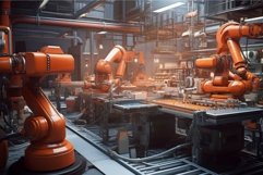 Automated Robot hand factory. Generate Ai Product Image 1