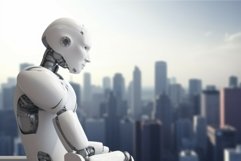 Robot on roof. Generate Ai Product Image 1