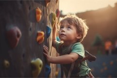 Child rock climbing indoor safety wall. Generate Ai Product Image 1