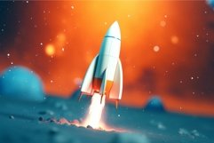 Startup rocket in space. Generate Ai Product Image 1