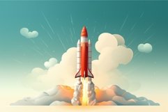 Futuristic Rocket launch minimalistic. Generate Ai Product Image 1