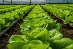 Romaine lettuce growing. Generate Ai Product Image 1