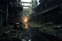 Dilapidated Ruined factory. Generate Ai Product Image 1