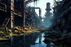 Decrepit Ruined factory. Generate Ai Product Image 1